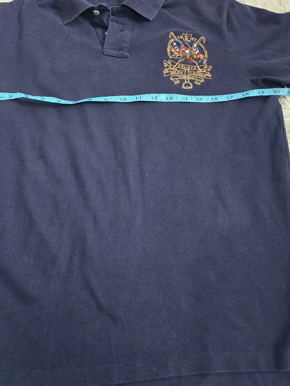 Polo Ralph Lauren Triple Pony Navy Blue Custom Fit Polo Top